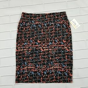 LuLaRoe Cassie Skirt 2XL Arrows Peach Black Blue